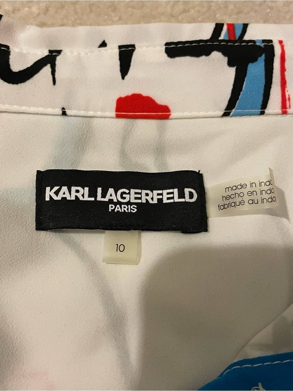 Karl Lagerfeld Paris Print belted shirt dress-size 10 NWOT - Picture 12 of 13